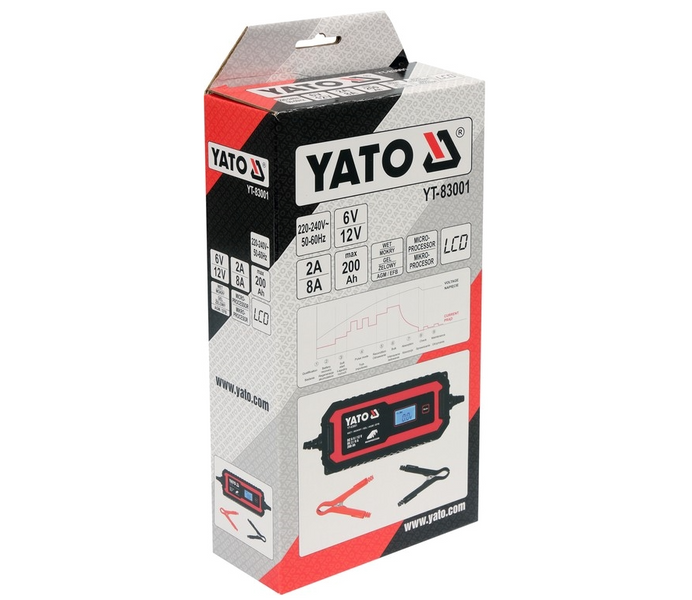 Зарядное устройство с LCD дисплеем YATO YT-83001 для аккумуляторов 6V/12V 51251 фото