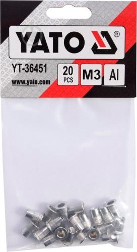 Нитрогайка алюминиевая YATO YT-36451 М3, І-9мм, 20шт 45546 фото
