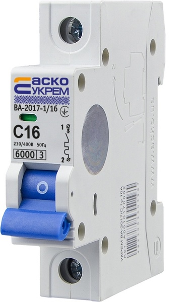 Автоматичний вимикач АсКО ВА2017 16А 1р С 38086 фото