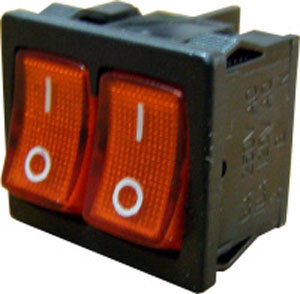 Переключатель приборный (KCD1-6-2101N R/B 220V) 2-клавишный 2-позиционный с подсветкой 05651 фото