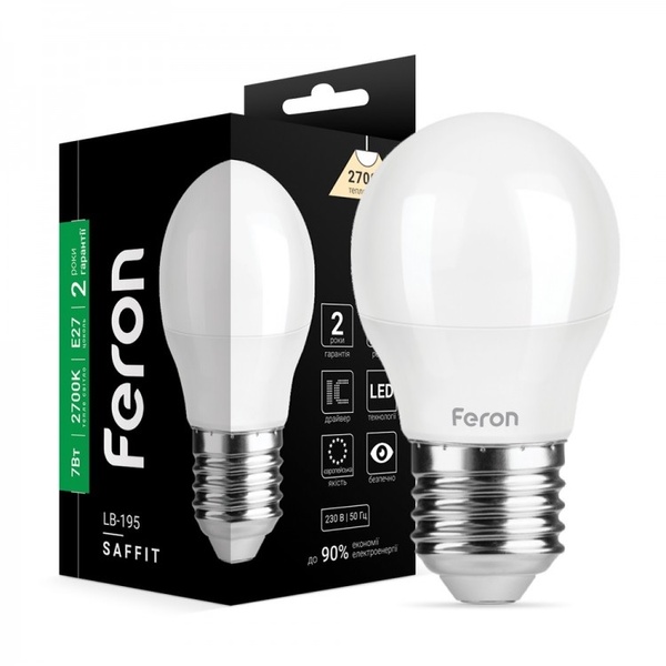 Лампа Feron LED LB-195 G45 230V 7W 700Lm E27 2700K 37269 фото