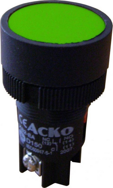 Кнопка Старт АсКО ХВ2-ЕН131 зелена з фіксацією Модульна N/O 26051 фото