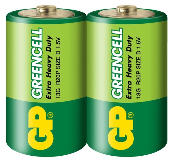 Батарейка GP GREENCELL 1.5V сольова, 13G-S2, R20, D 37587 фото