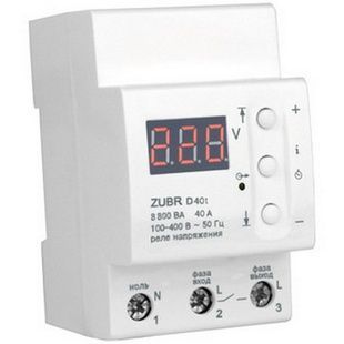 Реле напряжения Zubr D40t на DIN-рейку 40А термозащита 25143 фото
