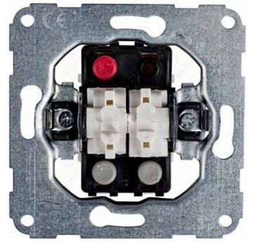 Механізм вимикача 2-клавішного, комплект з лампою тліючого розряду (б/гвинт) (POLO арт:11016702) 07476 фото