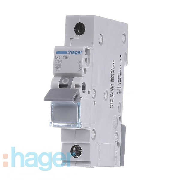 Автоматичний вимикач Hager MC116A In=16А, 1п, С, 6 kA, 1м 15919 фото
