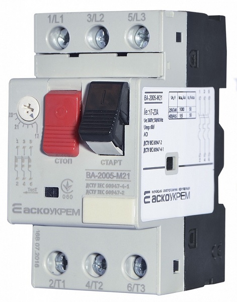 Автоматичний вимикач захист двигуна АсКО ВА2005 м 1 17-23А 14492 фото