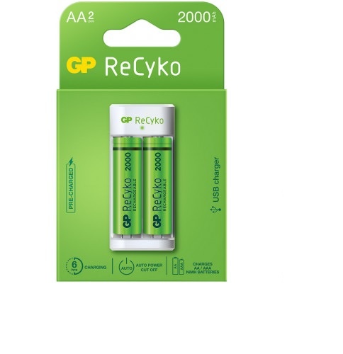 Акумуляторні батарейки GP ReCyko AA 2100 mAh (2 шт.) + зарядний пристрій 50467 фото