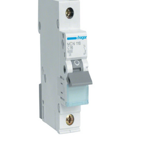 Автомат Hager MCN116A In=16А, 1п, С, 6 kA, 1м 51476 фото