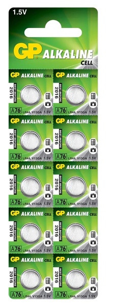 Батарейка годинникова GP A76-U10 Alkaline LR44 G13 таблетка  38652 фото