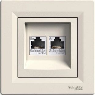 Розетка подвійна комп'ютерна Schneider Electric Asfora RJ45 5 категорія UTP кремова (EPH4400123) 40390 фото