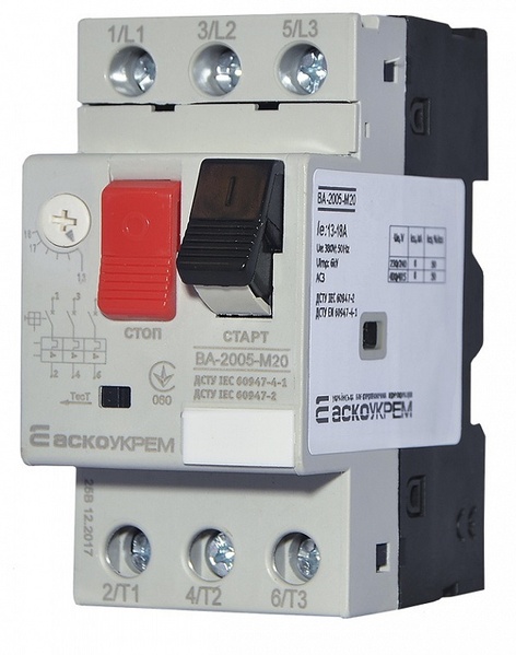 Автоматичний вимикач захист двигуна АсКО ВА2005 м 0 13-18А 05459 фото