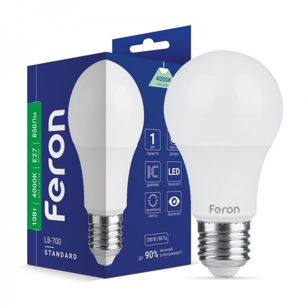 Лампа Feron LED LB-701 A60 230V 10W E27 4000K 33242 фото