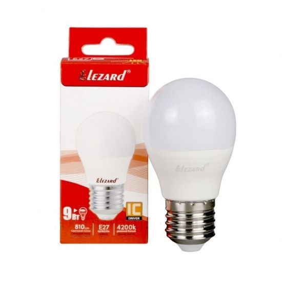 Лампа світлодіодна LED кулька Lezard A45 9W 4200К E27 220V 47048 фото