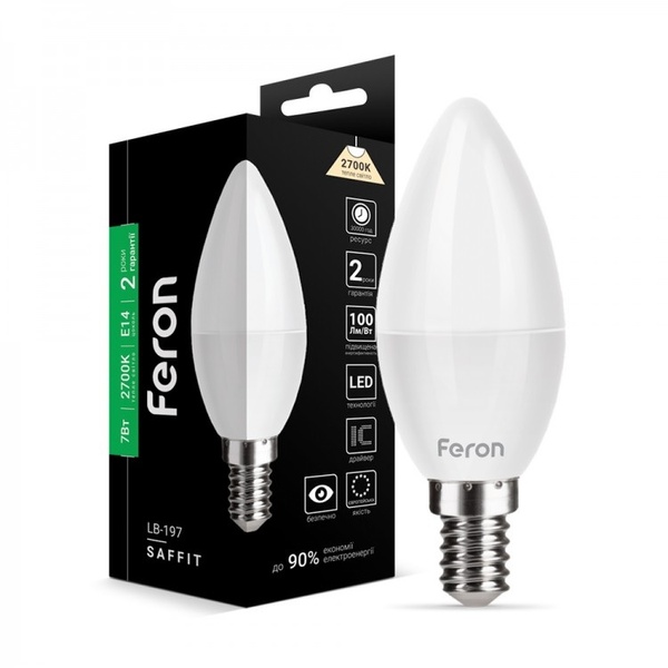 Світлодіодна лампа Feron LB-197 7Вт E14 2700K 37270 фото