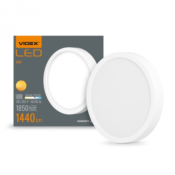 LED Світильник круглий накладний VIDEX 18W 5000K White 50063 фото