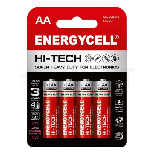 Батарейка сольова Energycell 1.5V R6 AA4 (EN15HT-B4) блістер 49341 фото