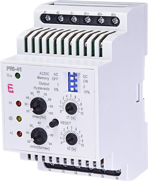 Реле контролю споживання струму ETI PRI-41 230V AC, 3 діапазона (2×16А)  05994 фото
