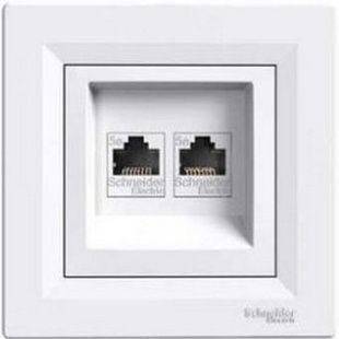 Розетка комп'ютерна RJ45 кат.5е UTP подвійна біла Asfora, EPH4400121 Schneider Electric 30113 фото