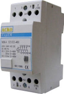 Контактор 4-модульний АсКО м 2-32 32А на DIN-рейку 4N/O кат.220V 05848 фото