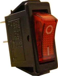 Переключатель приборный (АсКО KCD3-101N R/B) 1-клавишный 2-позиционный с подсветкой 05647 фото