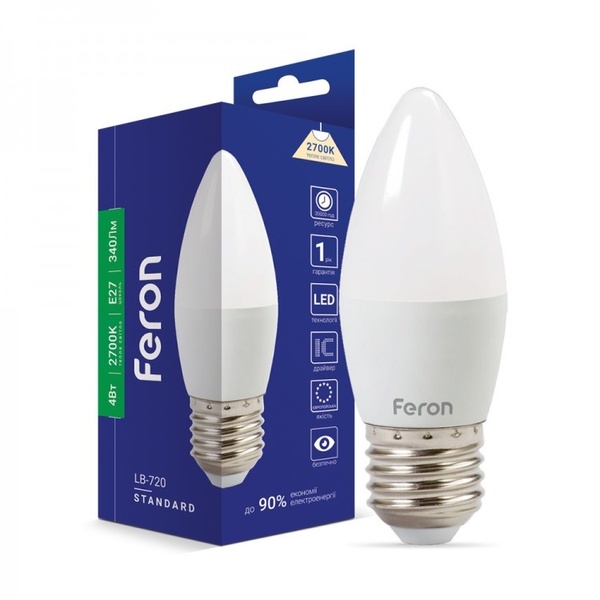 Лампа Feron LED LB-720 C37 230V 4W Е27 2700К 44012 фото