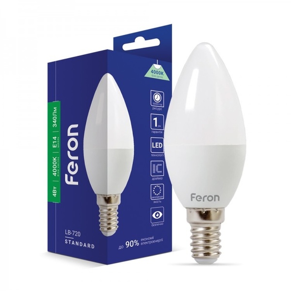 Лампа Feron LED LB-720 C37 230V 4W Е14 4000К 44014 фото