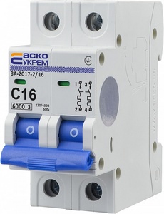 Автоматичний вимикач АсКО ВА2017 16А 2р С 39978 фото