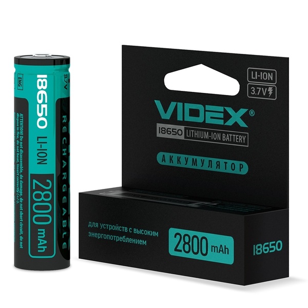 Акумулятор Videx літій-іонний 18650-P (захист) 2800mAh color box/1шт 42856 фото