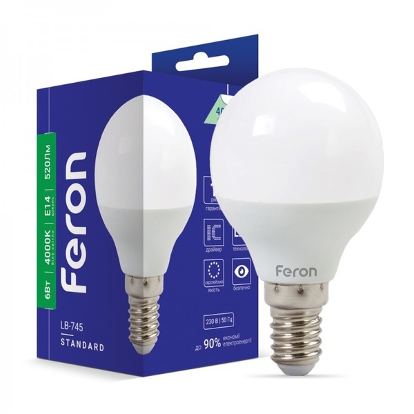 Лампа Feron LED LB-745 Р45 230V 6W E14 4000K 39902 фото