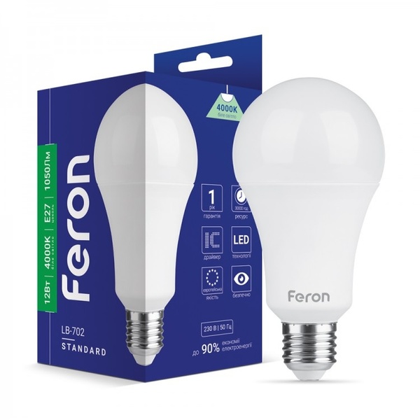 Лампа Feron LED LB-702 A60 230V 12W E27 4000K 33243 фото