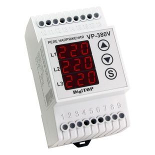 Реле напряжения Vp-380V DIN 3-фазы, линейное 6А 20431 фото
