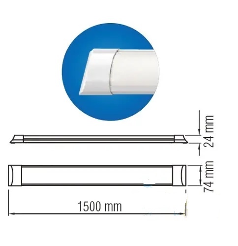 Светодиодный светильник LED HOROZ TETRA/SQ-72 72W 6400K 120см 51787 фото