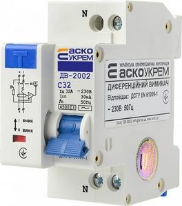 Дифавтомат АсКО-ДВ-2002 32А 2р 30мм 05497 фото